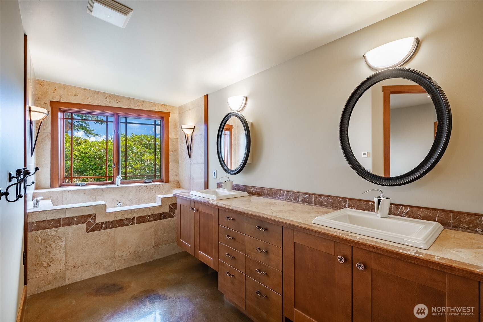 5727 Nakat Way Blaine, WA 98230 - Photo 20 of 37 a bathroom with a double vanity sink and a mirror