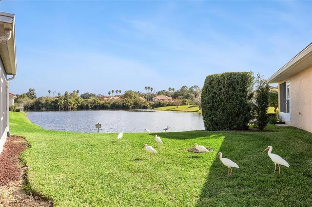 a view of a house with yard swimming pool and sitting area