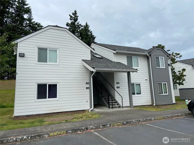 a view of a house with a garage