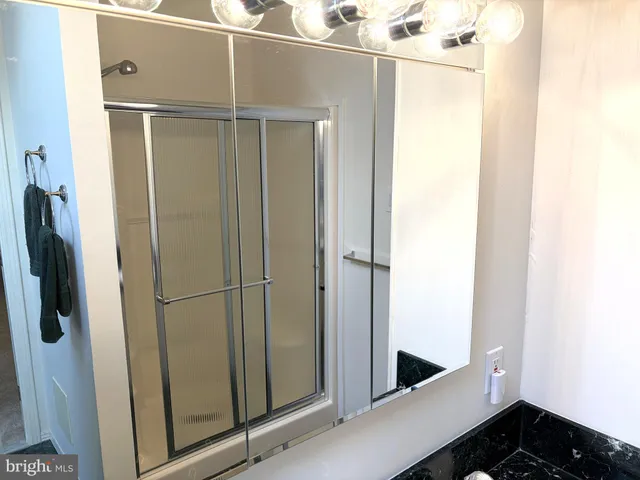 a view of a walk in closet and bathroom