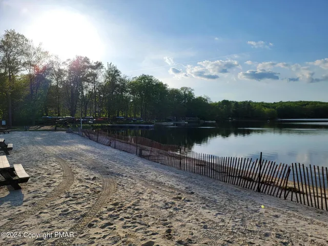 a view of a lake with a bridge