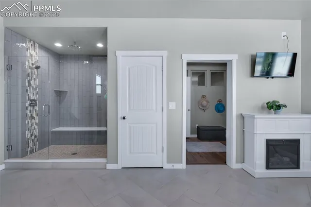 a view of livingroom with furniture and fireplace