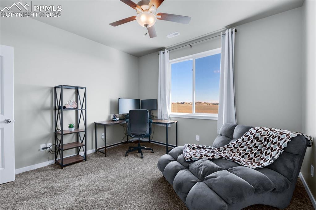 9755 Owl Perch Loop Colorado Springs, CO 80908 - Photo 33 of 50 a bedroom with furniture and a window