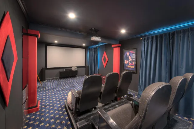 a room with furniture and screen