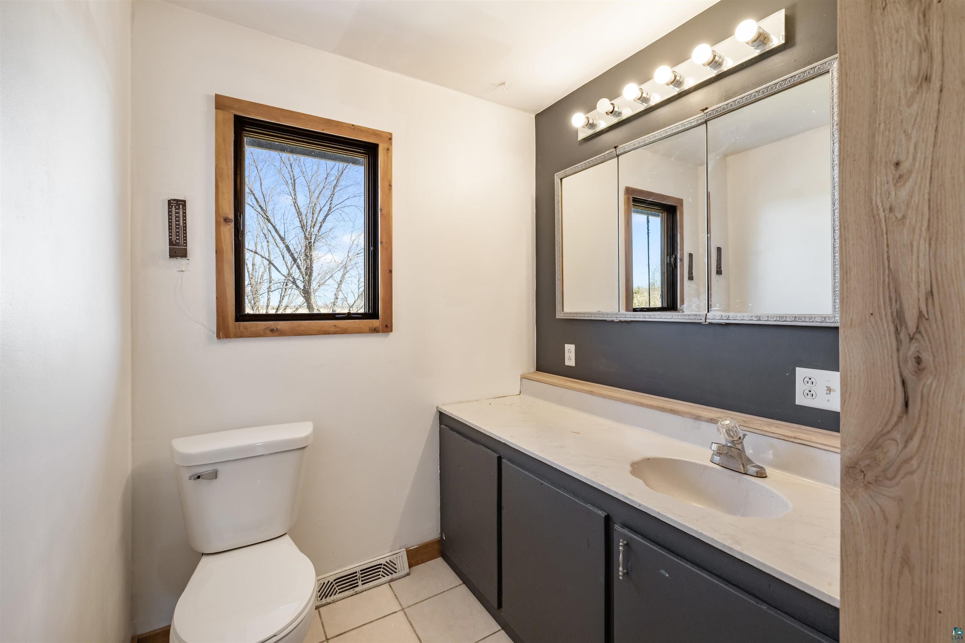 40139 County Road 251 Cohasset, MN 55721 - Photo 21 of 50 Bathroom featuring a vanity with dark cabinetry, integrated sink, and light-toned countertop
