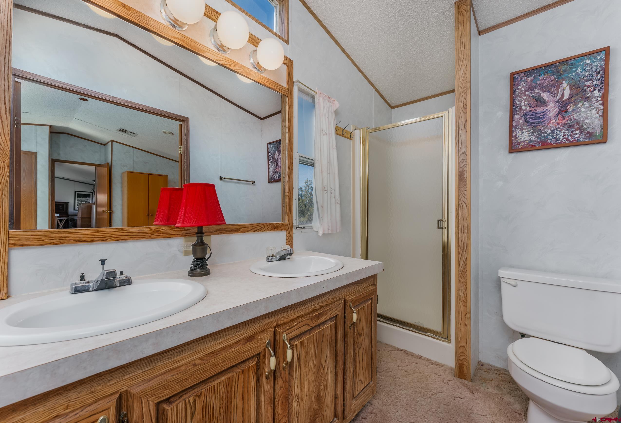 1837 Anna Road Ignacio, CO 81137 - Photo 13 of 32 a bathroom with a granite countertop sink mirror vanity and toilet