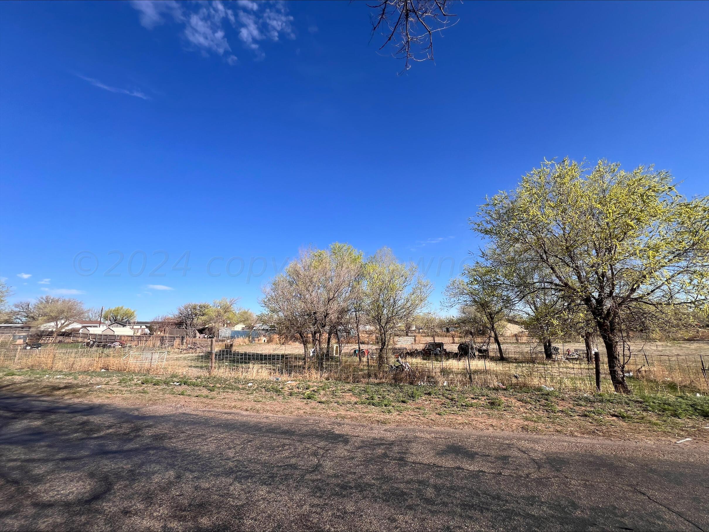 a view of a yard with a tree