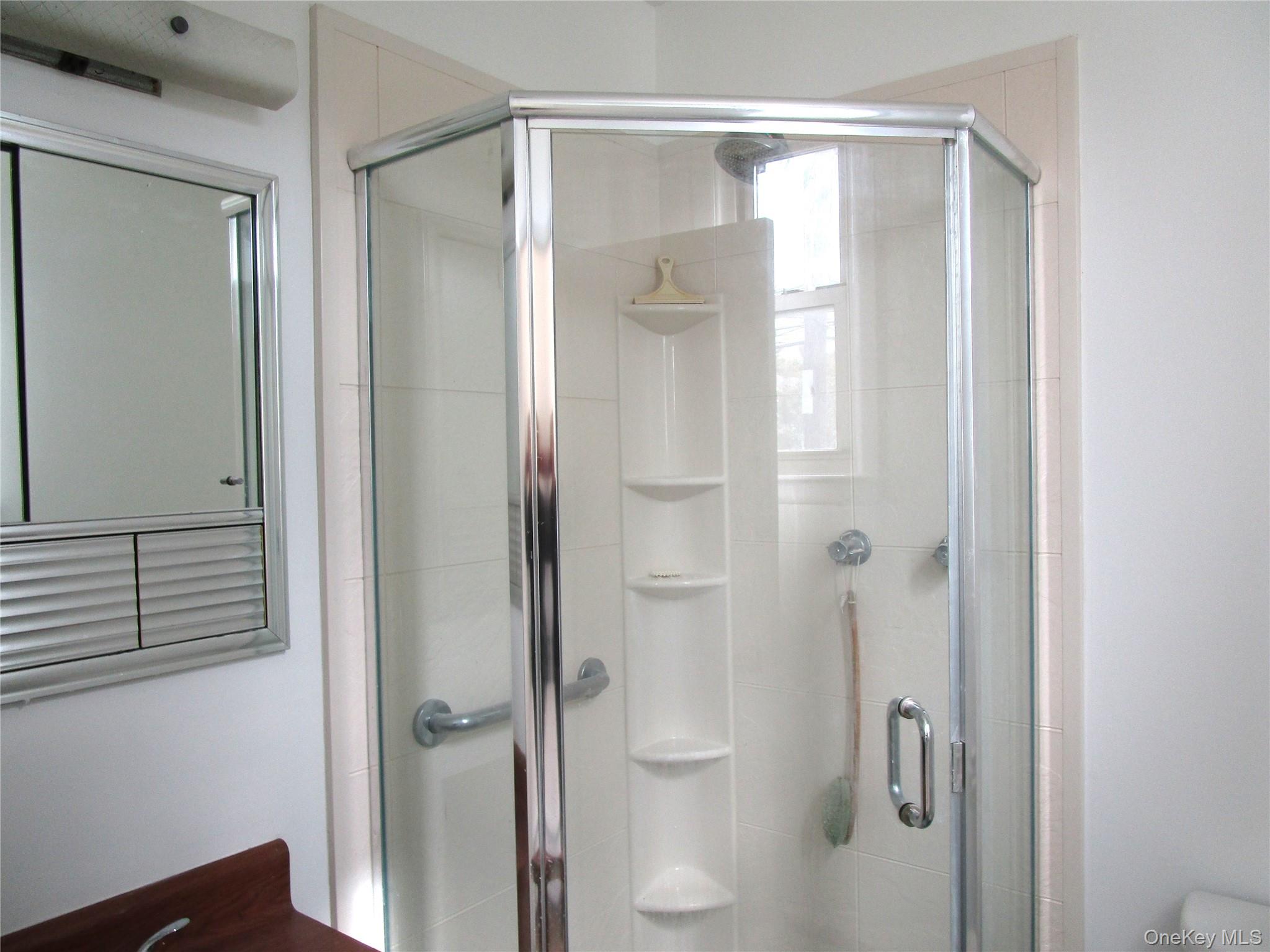 75 Noble Street, Unit 126 Lynbrook, NY 11563 - Photo 30 of 36 a bathroom with a glass shower door