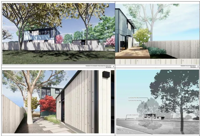 a view of a garden with a tree