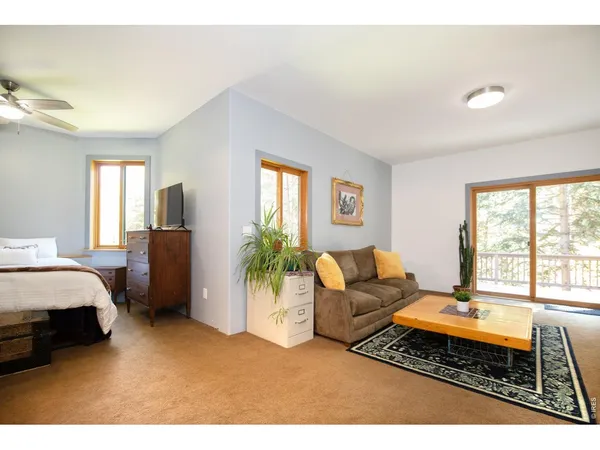 a living room with furniture and a rug