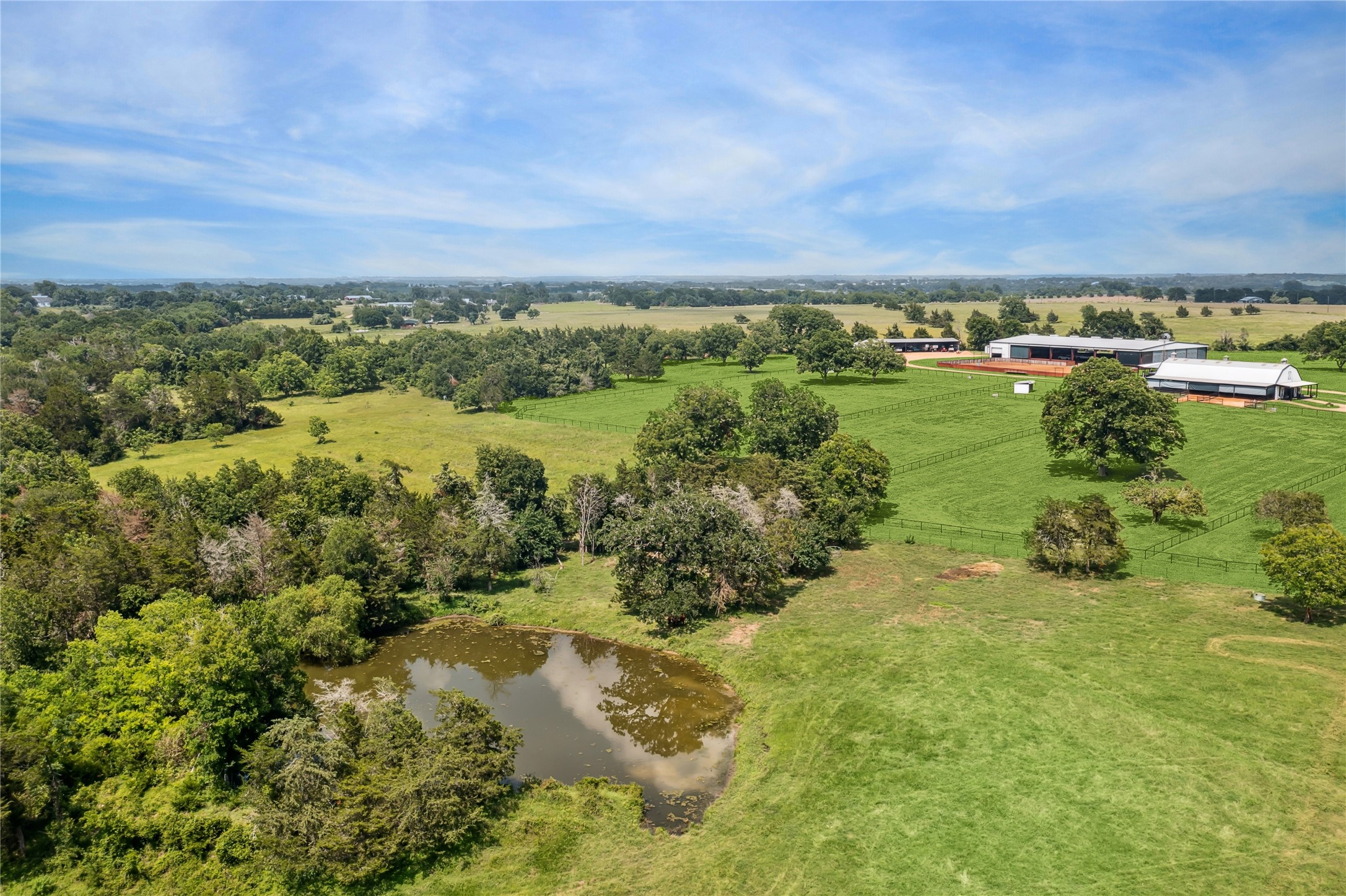 1325 Stalmach Road New Ulm, TX 78950 - Photo 3 of 50 Aerial view of pond and back paddock.