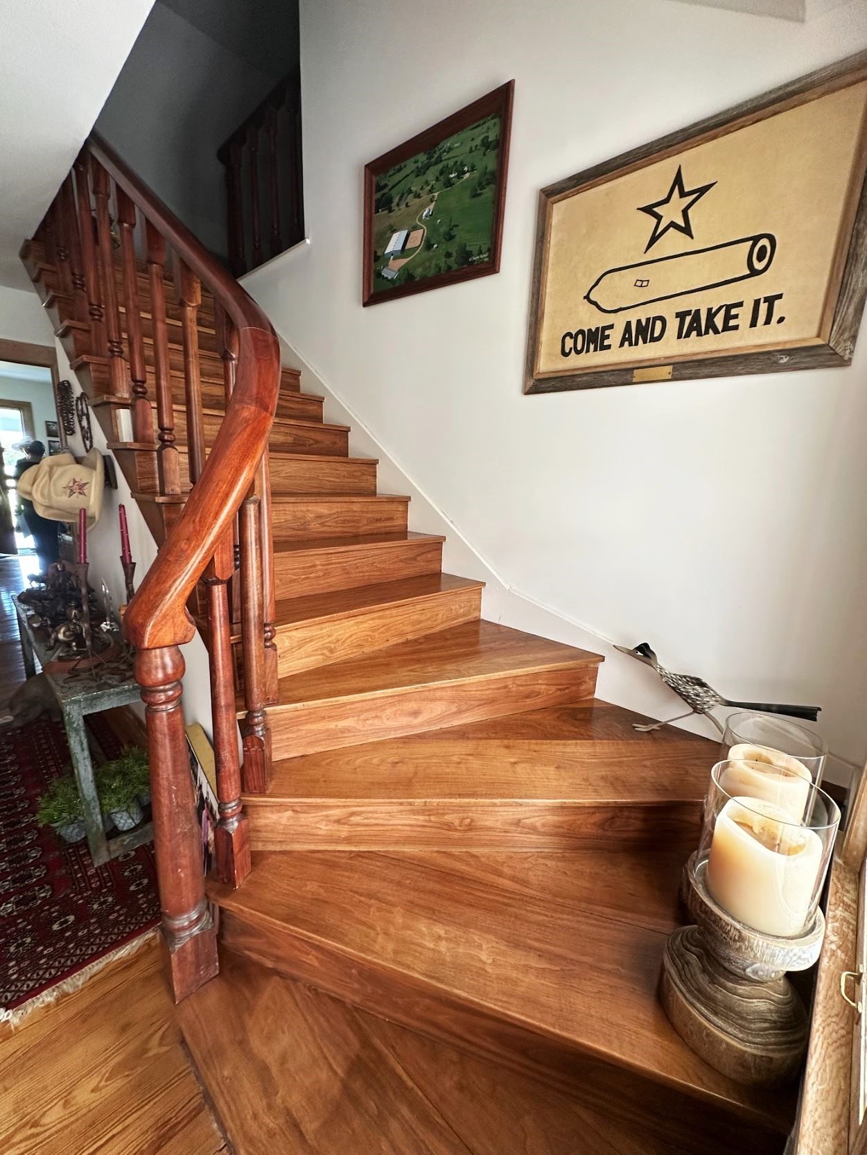 1325 Stalmach Road New Ulm, TX 78950 - Photo 41 of 50 Beautiful, native walnut staircase in front foyer.