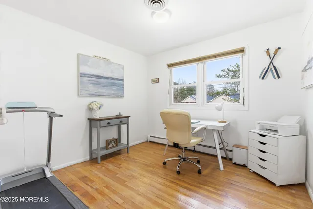 a workspace with furniture