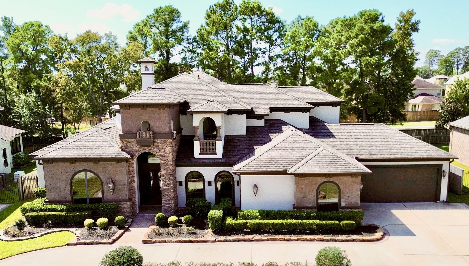 an aerial view of a house