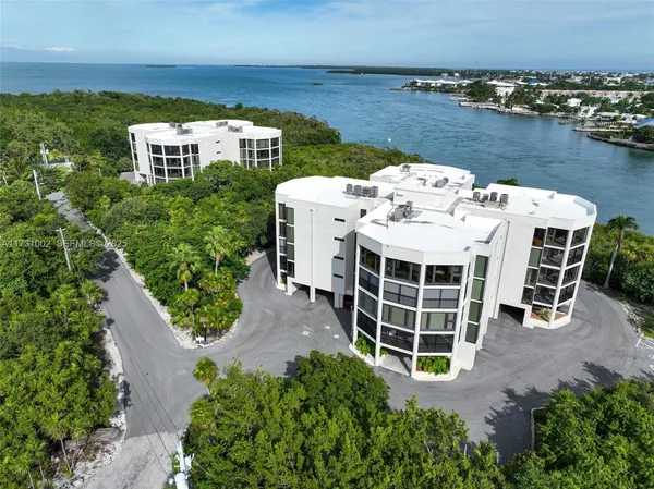 an aerial view of a house with a yard and lake view