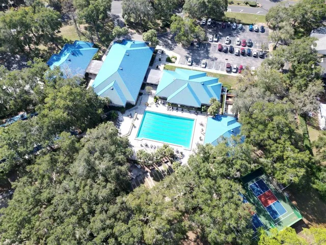 an aerial view of a house