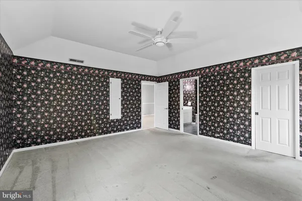 a view of a black and white wall