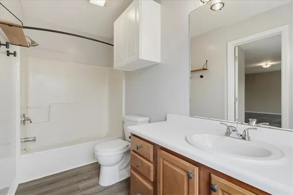 a bathroom with a sink a toilet and a bathtub