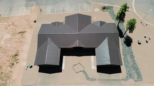 a garden view with a seating space