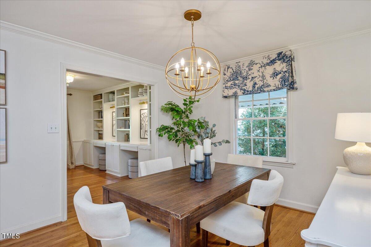 821 Macon Place Raleigh, NC 27609 - Photo 18 of 32 a view of a dining room with furniture window and wooden floor