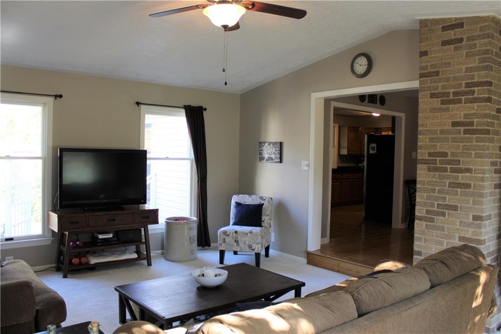 111 Cross Monaca, PA 15061 - Photo 3 of 24 Living Room has Vaulted Ceiling and Exposed Brick