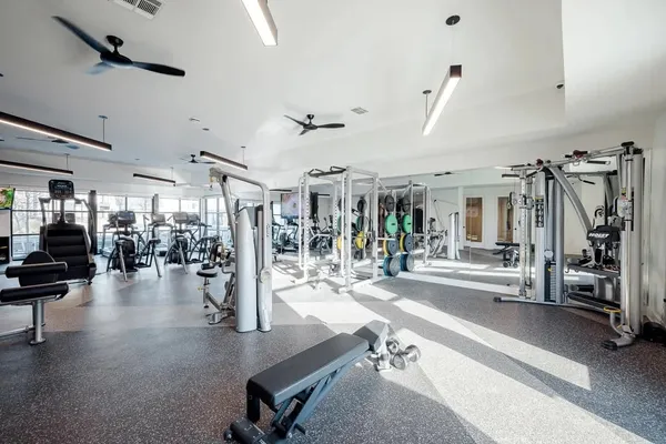 a view of a room with gym equipment