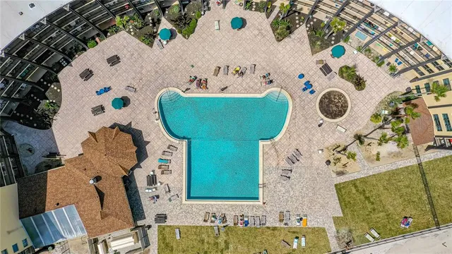 a front view of building with yard