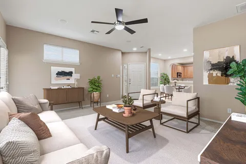 a living room with furniture