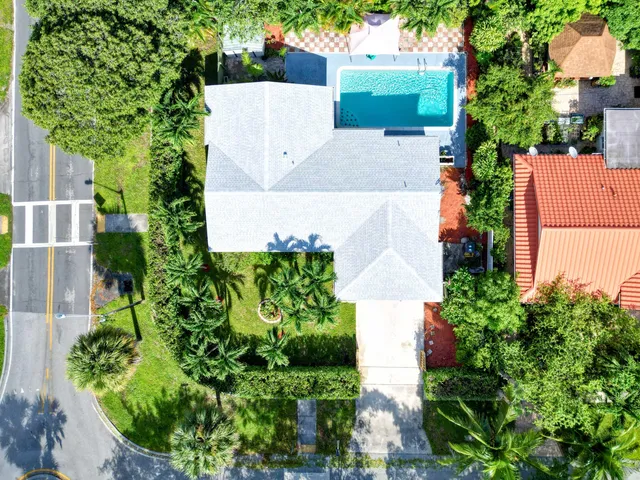 an aerial view of a house