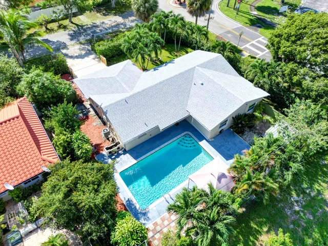 an aerial view of a house
