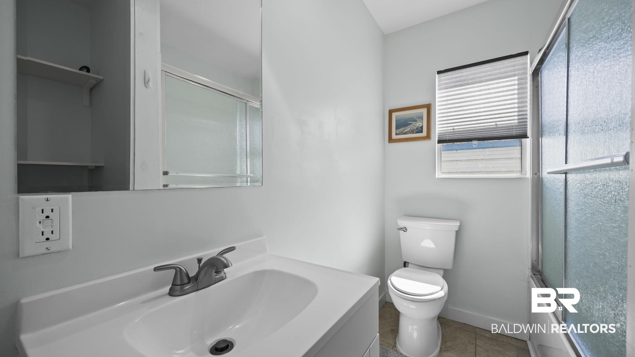12855 Woodhaven Dairy Road West Silverhill, AL 36576 - Photo 21 of 27 Full bathroom featuring combined bath / shower with glass door, vanity, and light tile patterned floors