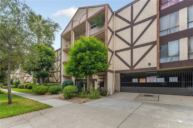 a view of a building with a street