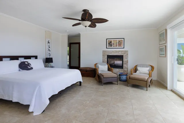 a bedroom with a bed and furniture