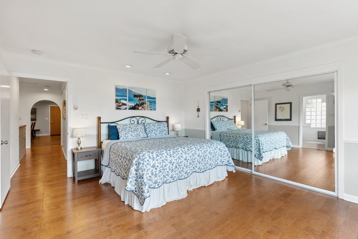 270 Estates Drive Ben Lomond, CA 95005 - Photo 41 of 61 a spacious bedroom with a bed and wooden floor