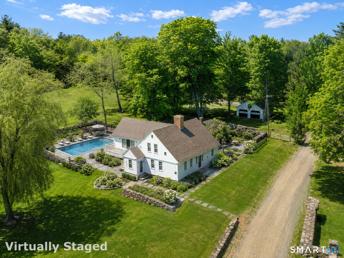 93 Upton Road Ashford, CT 06278 - Photo 30 of 40 Recreational amenities include an athletic court & in-ground pool. Virtual pool rendering shows example for potential for existing pool & surrounding hardscape remodel.