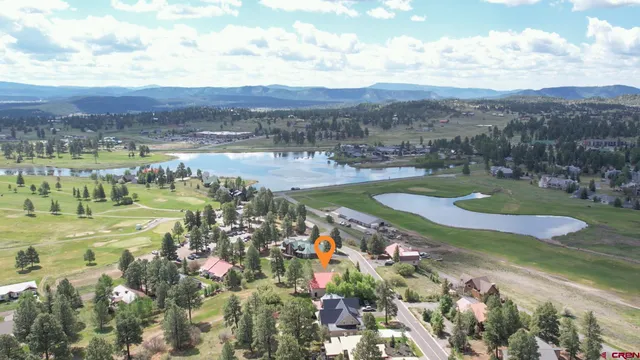 a view of a lake with a mountain in the back