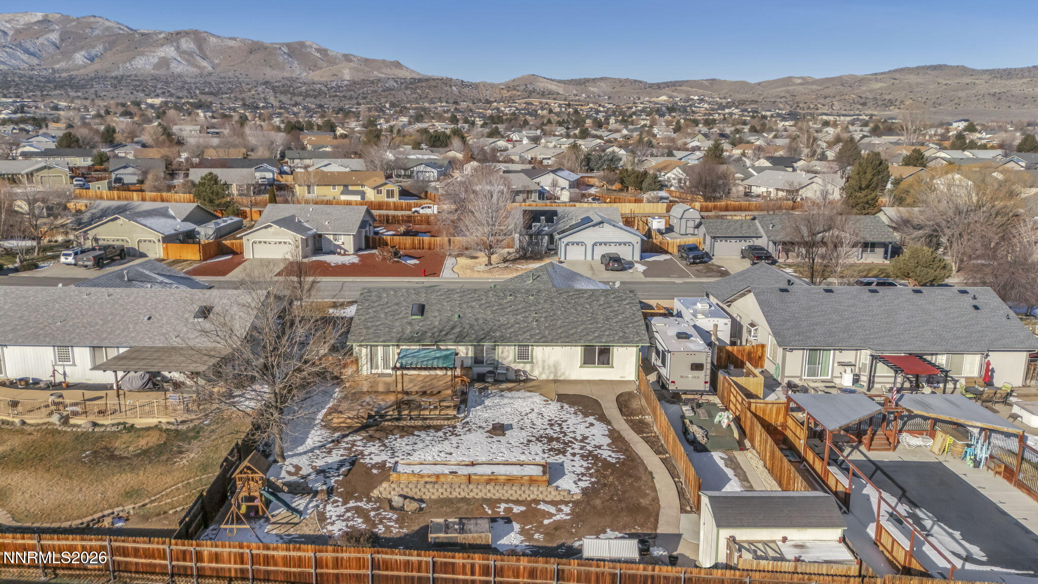 952 Red Falcon Way Spanish Springs, NV 89441 - Photo 44 of 46 an aerial view of residential houses with outdoor space
