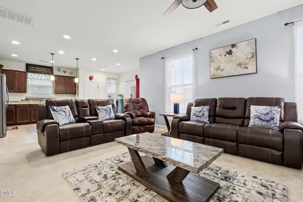 a bedroom with furniture and a bed