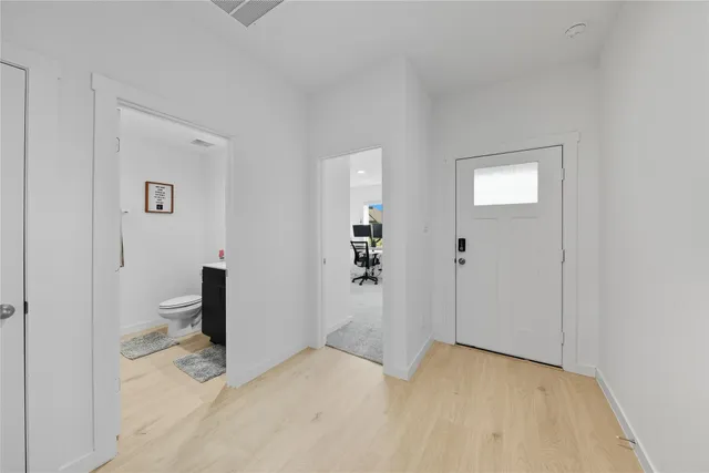 a view of a room with a wardrobe space