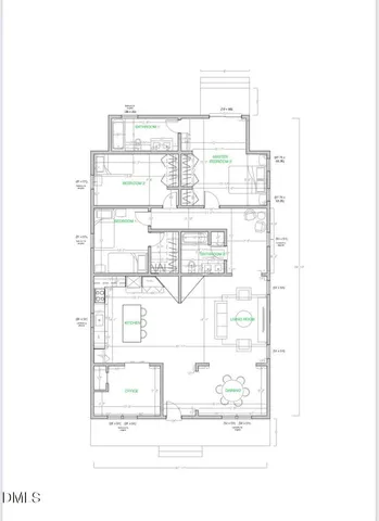 a black and white photo of a room