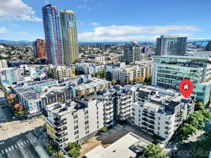 a view of a city with tall buildings