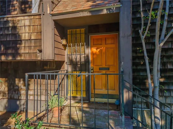 front view of a building with a glass door