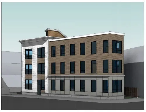 a front view of a building