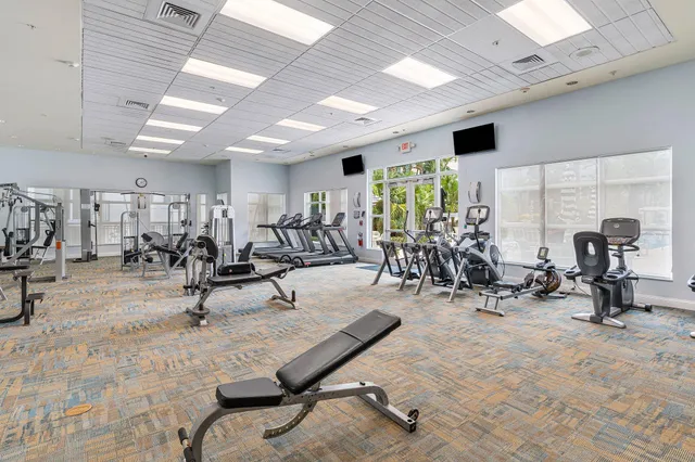a view of a room with gym equipment