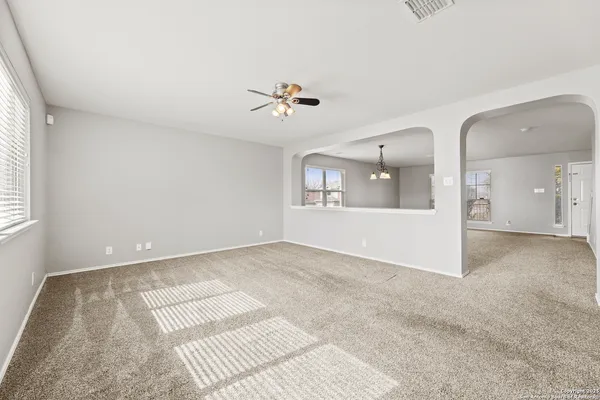 a view of kitchen and chandelier