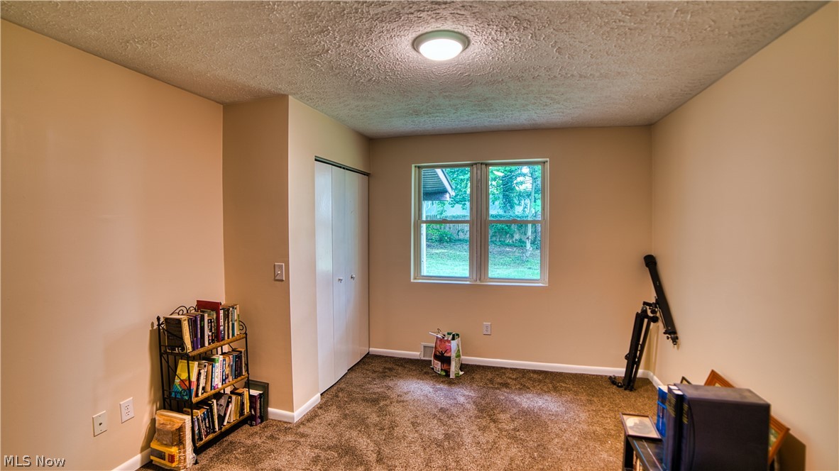 160 Welton Road Conneaut, OH 44030 - Photo 5 of 16 Misc room with a textured ceiling and dark carpet