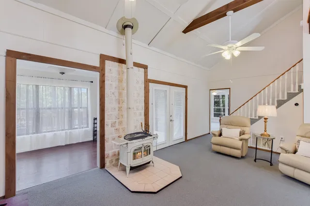 a living room with furniture