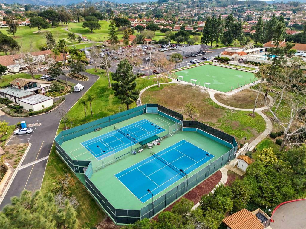 17607 Pomerado Road, Unit 107 San Diego, CA 92128 - Photo 24 of 26 an aerial view of a tennis ground and a houses view