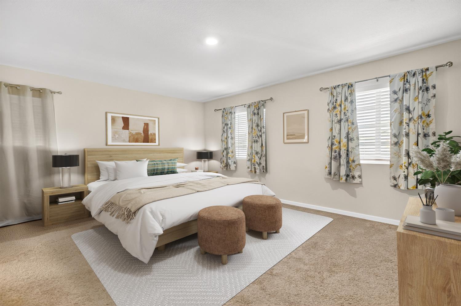 11786 Socrates Way Rancho Cordova, CA 95742 - Photo 21 of 48 a spacious bedroom with a large bed and potted plant