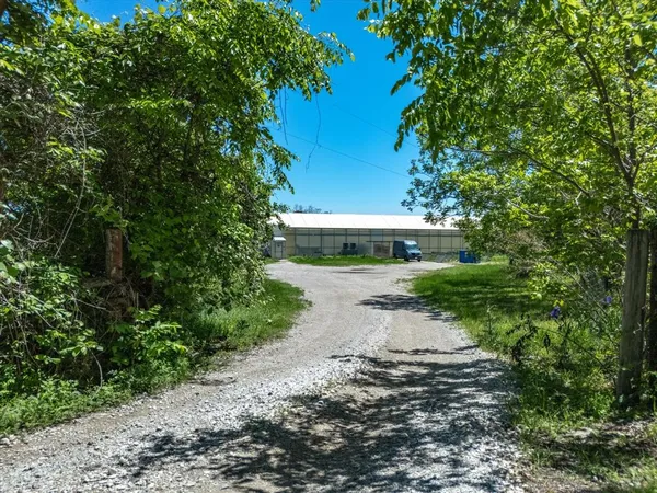 a front view of a house with a yard and green space